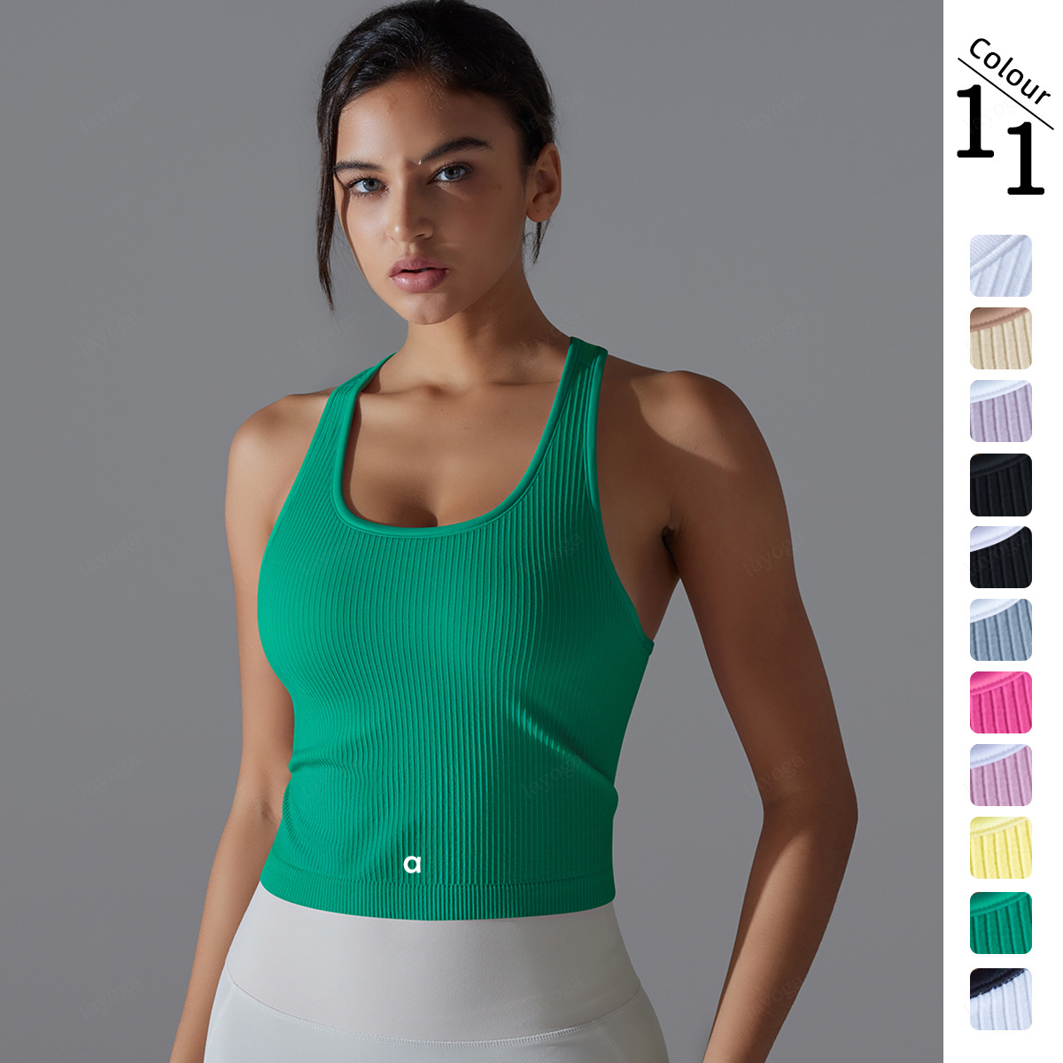 Designer New Summer Yoga Tank Top Women nSolid color ribbed high-elastic tight-fitting Long ribbed racerback tank top Sports running fitness 6633