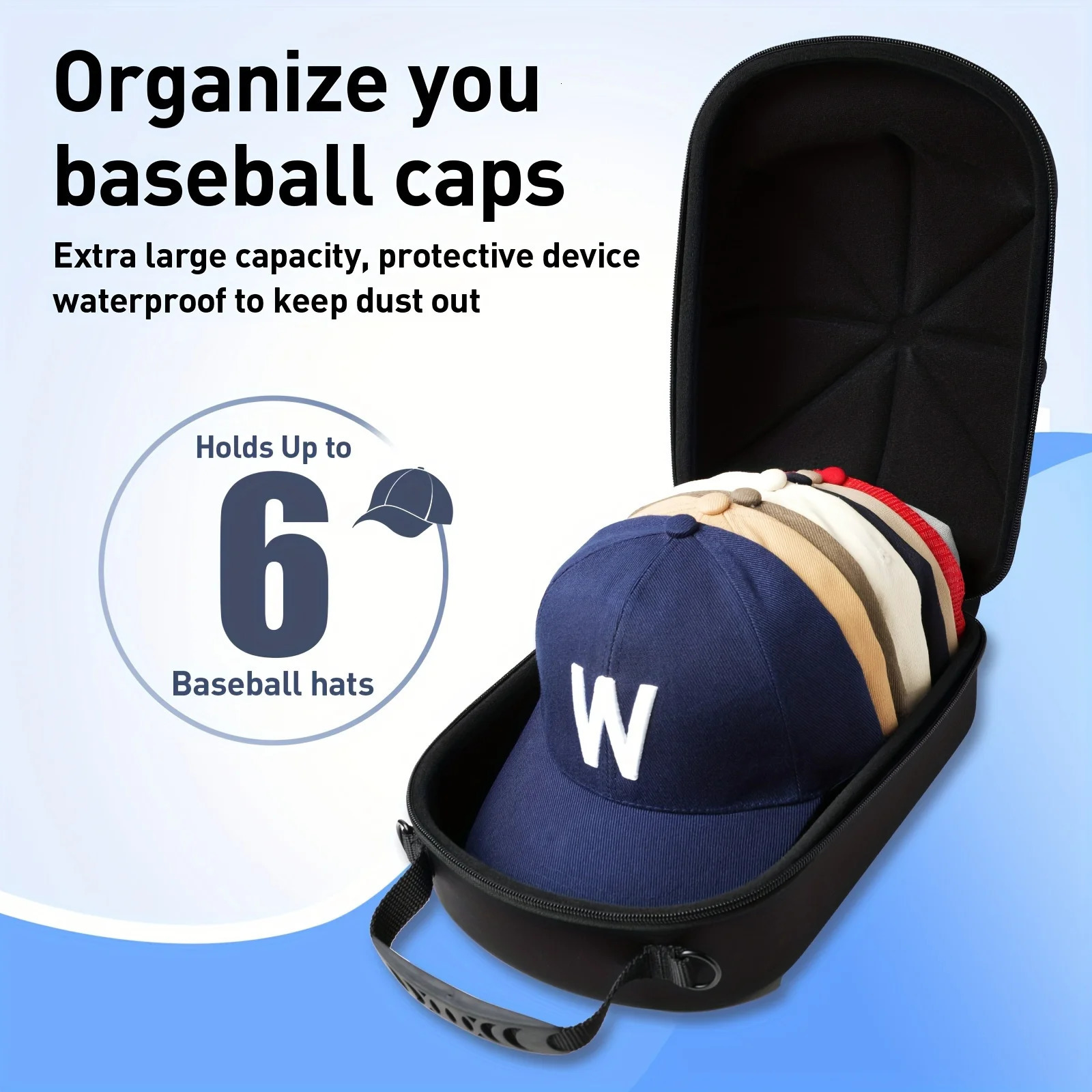 Black Foldable Cowboy Baseball Hat Storage Bag, Baseball Cap Organizer Display Case - view 3