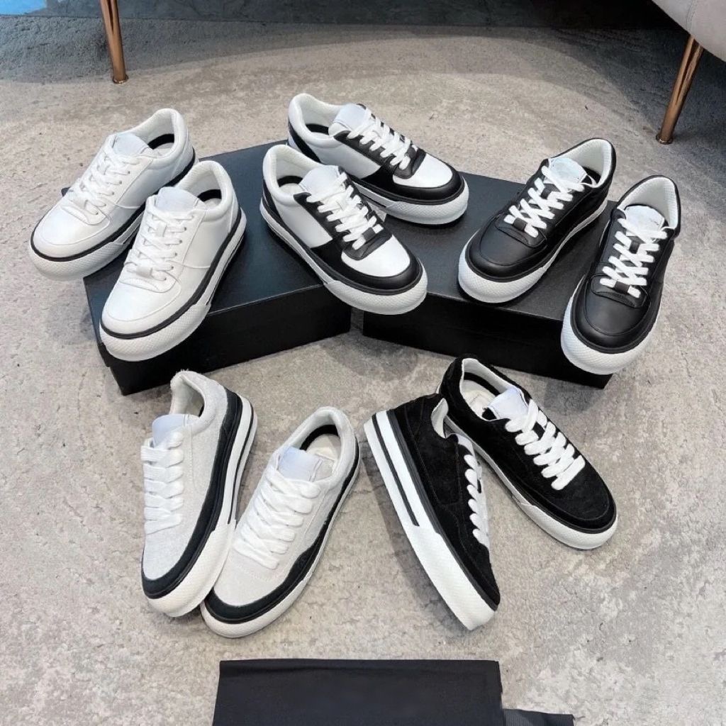 CC Camellia Designer Shoes Fashion Two-Tone Skate Shoes, Luxury Women Casual Sneakers with Non-Slip Rubber Sole, Lightweight Breathable Daily Sports Shoes Size 35-41