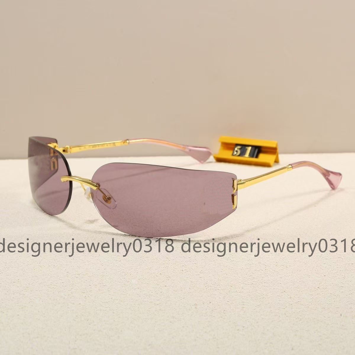 designer sun glasses women lunxury sunglasses Frameless glasses Curved mirror-shaped hairband glasses men