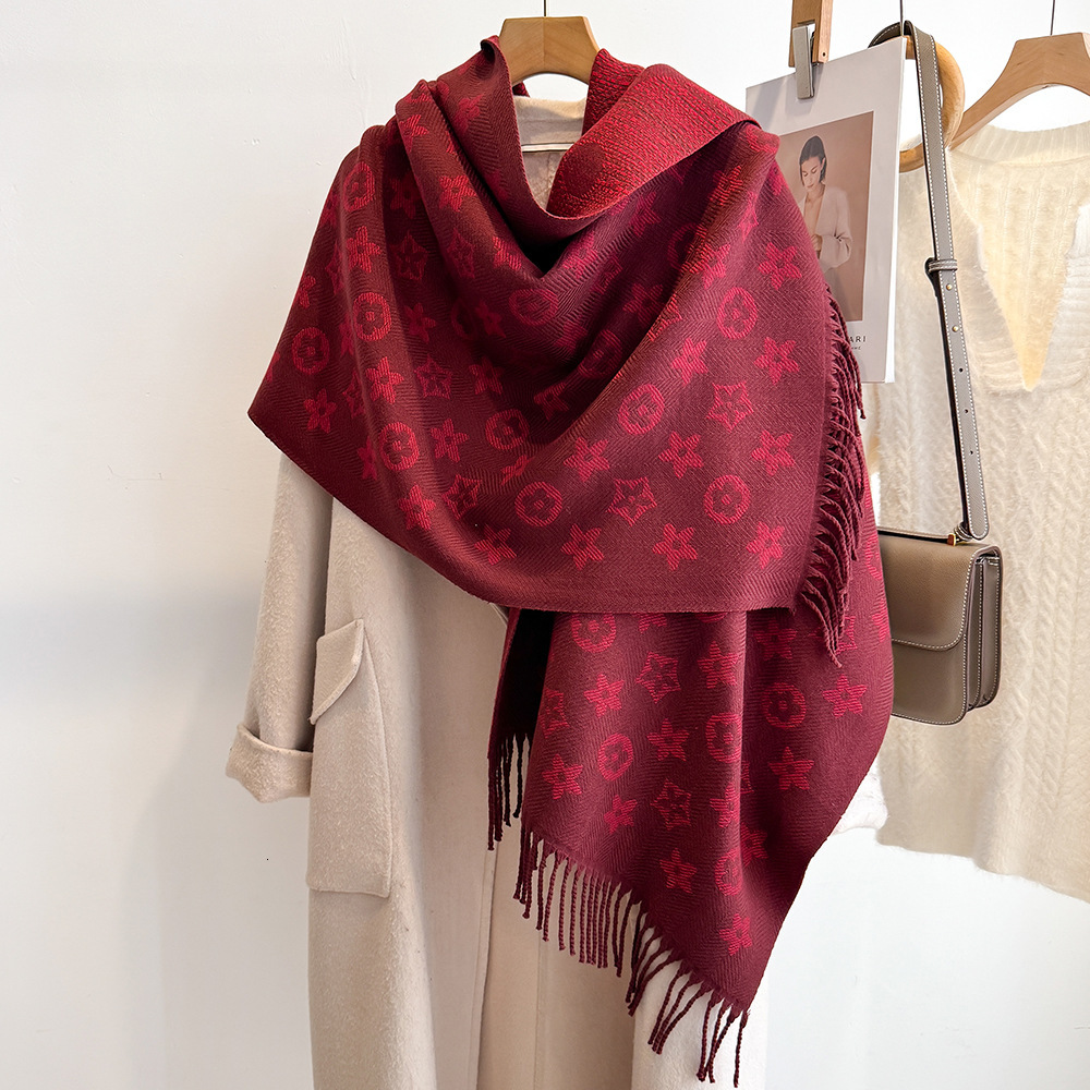 Designer Scarf Luxurious Women's Shawl - Double-sided Tassel Wool Scarf - Suitable For Autumn And Winter - Provides Outdoor Warmth - Fashionable 