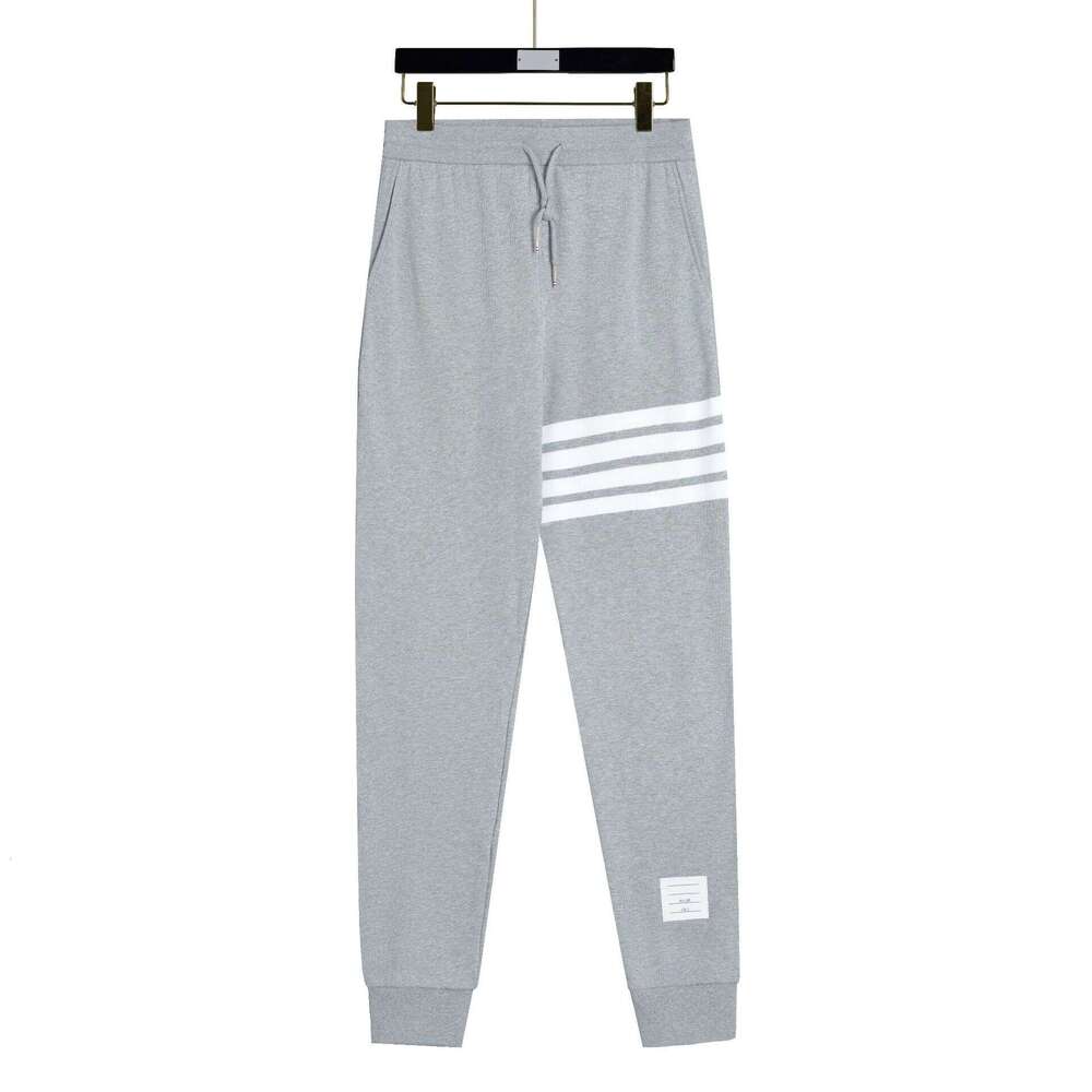 Luxury TB Women's High-End Autumn Winter Couple's Sports Pants, Gray Color-Woven Sweatpants With Four Stripes, Versatile And Casual Style