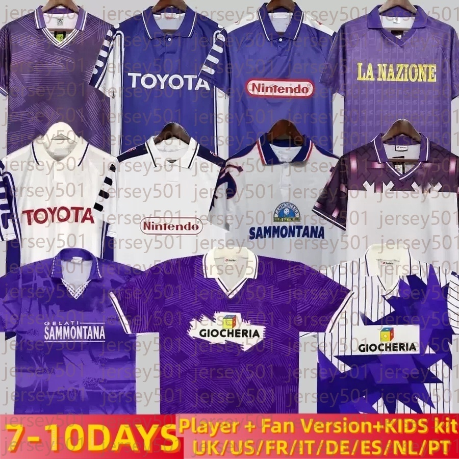 Firenze Retro Soccer Jerseys BATISTUTA RUI COSTA Vintage RUI COSTA Football Shirt Camisas de Futebo 89 90 91 92 93 94 95 96 97 98 99 00 1984 1985 1998