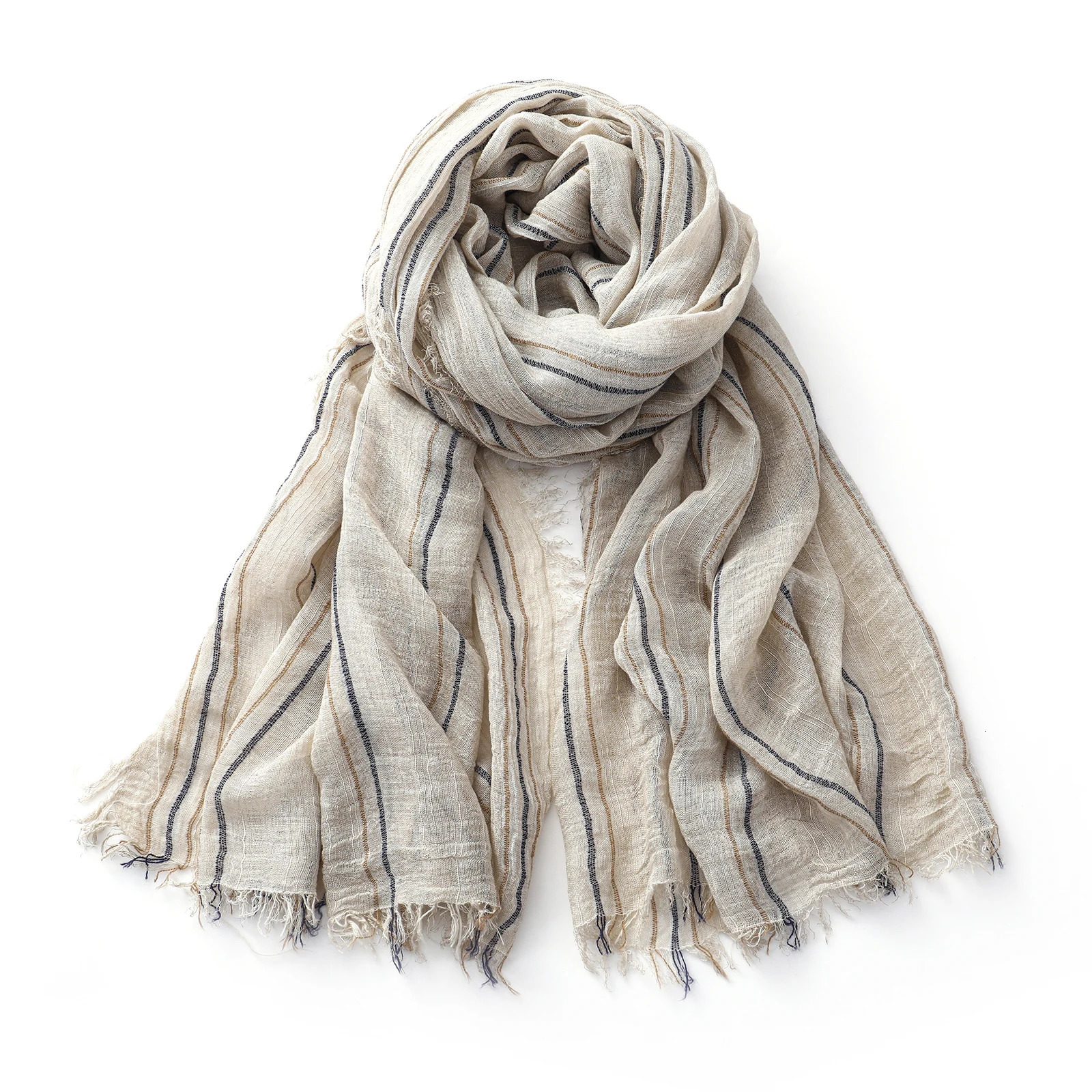 Fashion Striped Cotton Linen Scarf for Men Women Autumn Winter Long Soft Shawls and Wraps Short Tassel Bufanda Male Accessories 260423