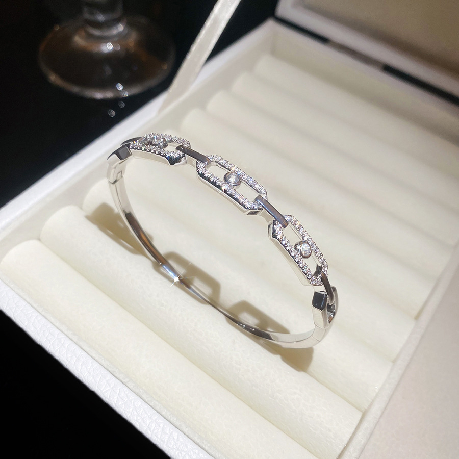 Korean-style ins-inspired zircon square hollow bracelet earring set, light luxury with a high-end feel, niche and exquisite versatile accessories - view 7