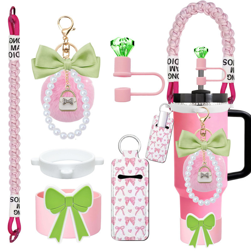 Cup Accessories Set with Straw Lid Silicone Sleeve and Handle Strap