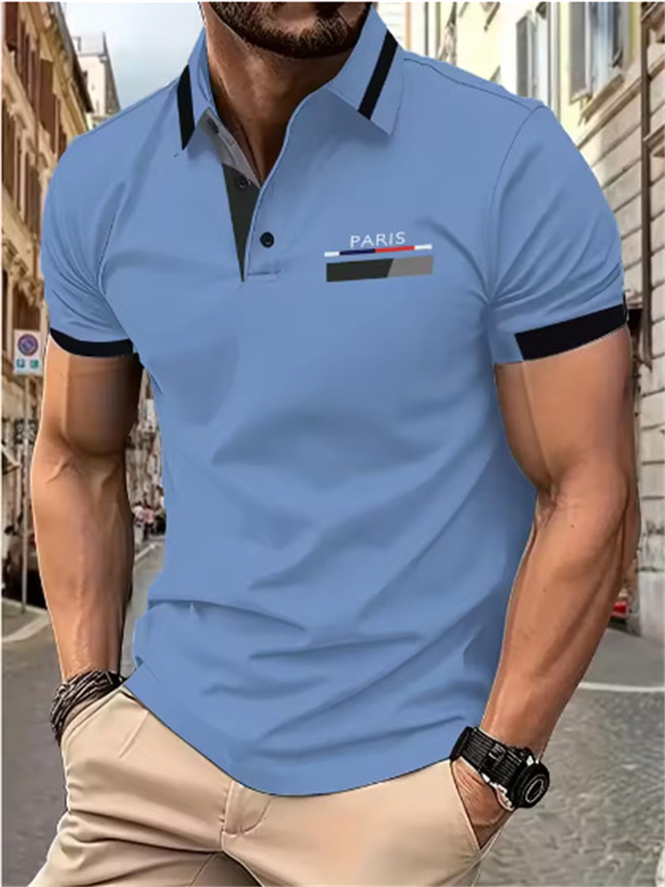 Free shipping luxury Men's t shirt Fashionable and minimalist summer polo shirt with a lapel button and comfortable sports T-shirt
