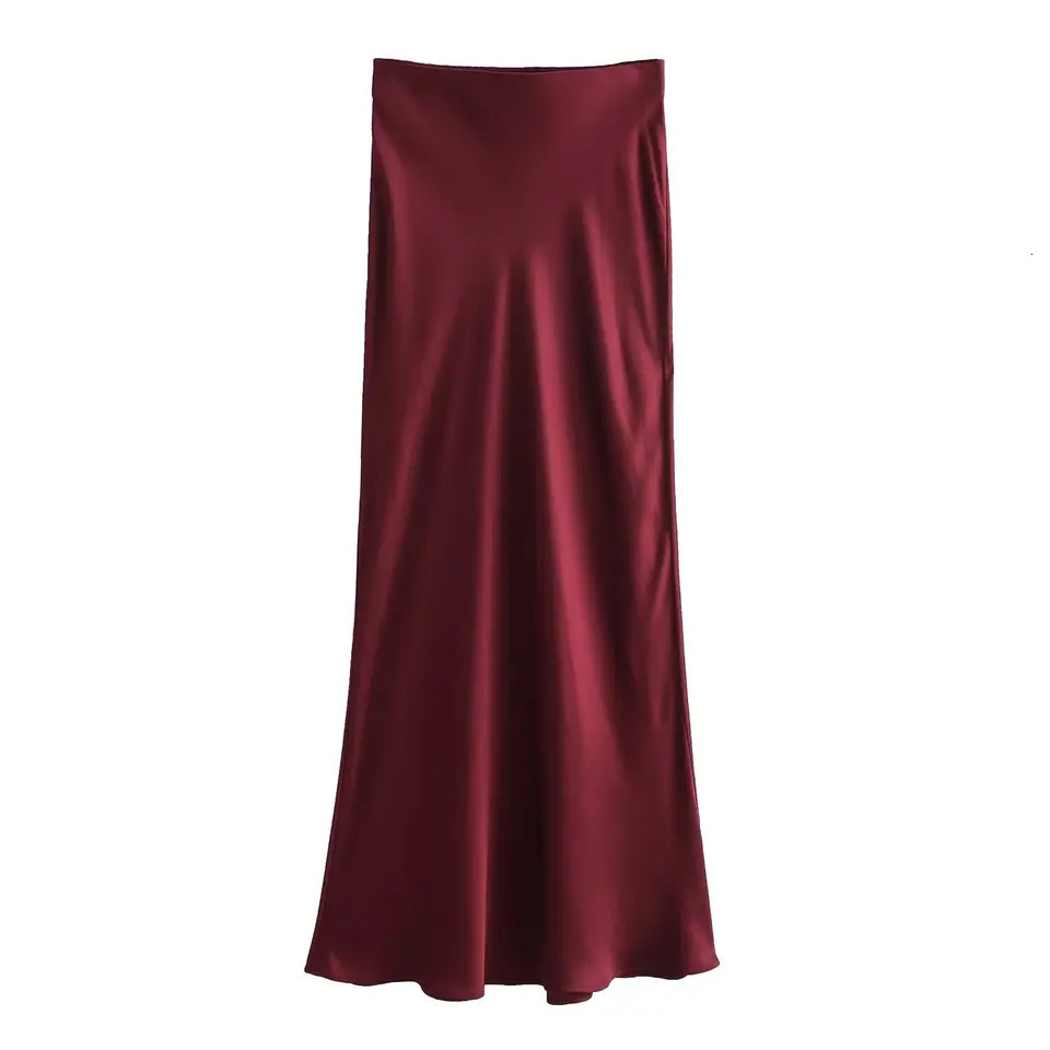 ETJ 2025 Womens spring elegant fashion all-in-one stretch high-waisted A-line silk satin sag skirt multi-color option 260422