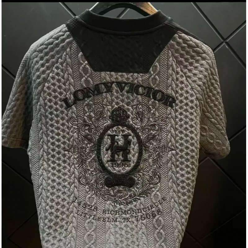 Men's Summer New Textured Knit T Shirt With Embroidery Crew Neck Short Sleeve Top Lightweight Breathable Casual Versatile Daily Wear Comfortable 