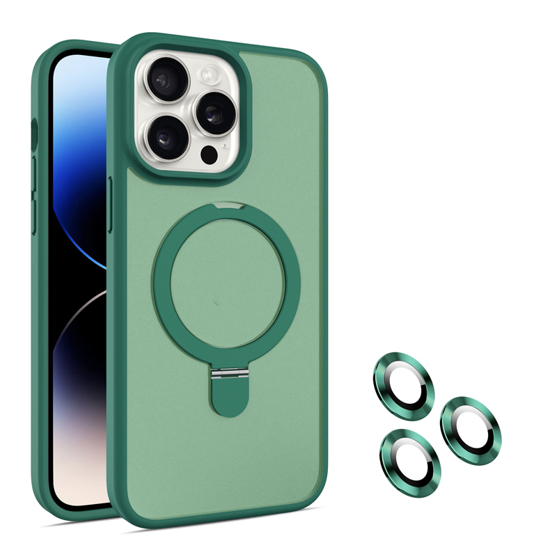 Luxury Metal Ring Stand Armor Magnetic For Magsafe Wireless Case With Camera Lens Film Shockproof For iPhone 17 Air 16 15 14 13 12 11 Pro Max Plus Sam
