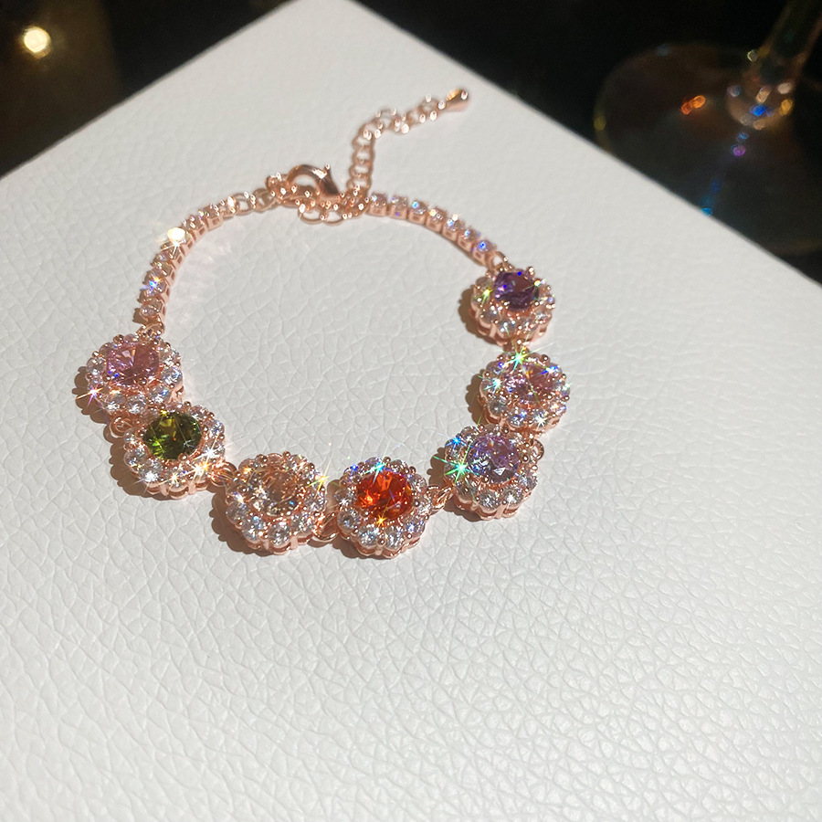 Fashion High-End Design Full Diamond Colorful Rhinestone Bracelet 2026 New Trend Korean Internet Celebrity Elegant Women's Jewelry - view 9