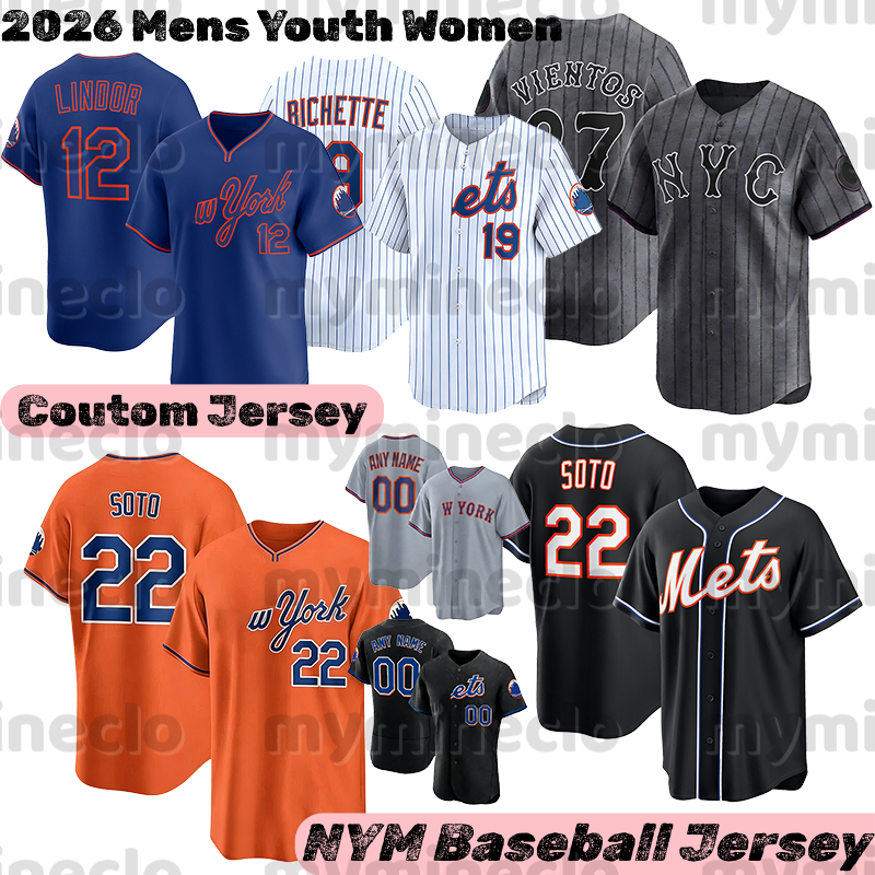 NY New Yorks Mets Jersey Juan Soto Francisco Lindor Bo Bichette Jorge Polanco Nolan McLean Met Alvarez Luis Robert Jr. Brett Baty Piazza Carson Benge Baseball Jerseys