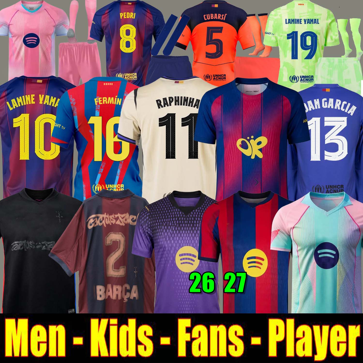 25 26 27 LAMINE YAMAL Lewandowski Soccer Jerseys Raphinha FERRAN 2025 2026 Football Shirt F. DE JONG Men Women Kids Cactus Jack 2025 Rashford Joan Garcia Olivia Rodrigo