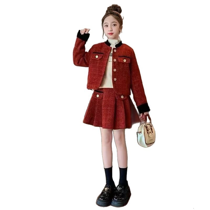 Clothing Sets baby Girls Outfits blazer Pleated skirt 2pcs kids girls clothes set Style 2 16 years coat skirt teen girl clothing suit 231027