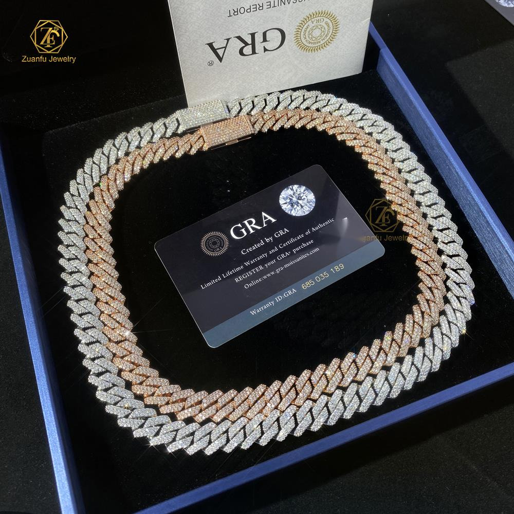 Hip Hop Cuban Chain Necklace Real Pure 925 Silver 8mm 10mm 12mm Moissanite Diamond Cuban Link Chain