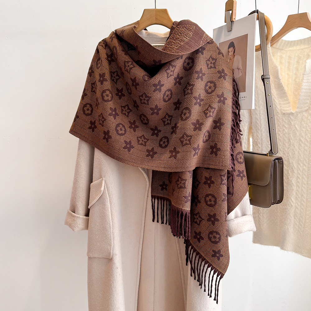 Designer Scarf Luxurious Women's Shawl - Double-sided Tassel Wool Scarf - Suitable For Autumn And Winter - Provides Outdoor Warmth - Fashionable 