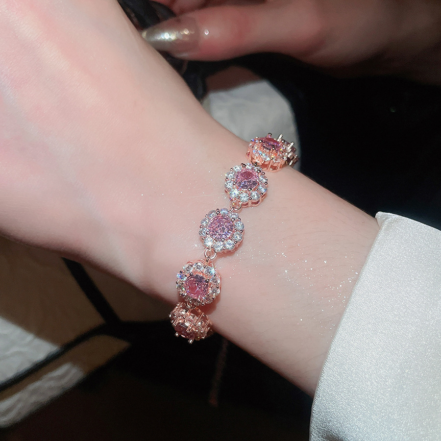 Fashion High-End Design Full Diamond Colorful Rhinestone Bracelet 2026 New Trend Korean Internet Celebrity Elegant Women's Jewelry - view 6