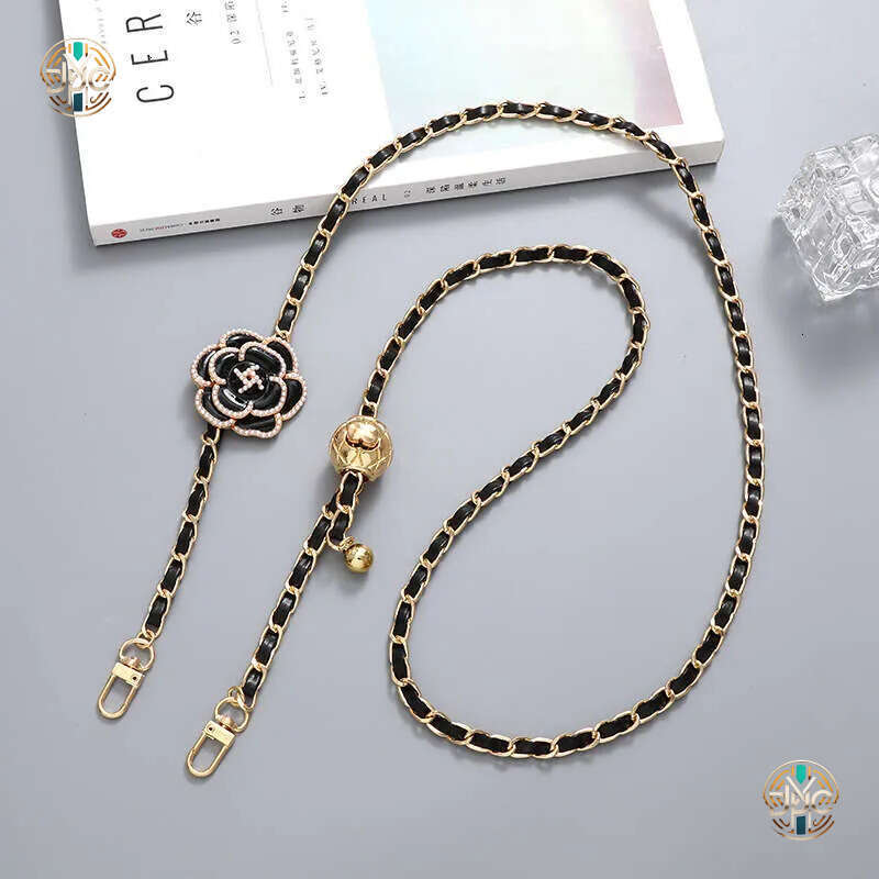 Camellia Crossbody Bag Adjustable Strap Leather Pendant Hand-Woven Replacement Chain