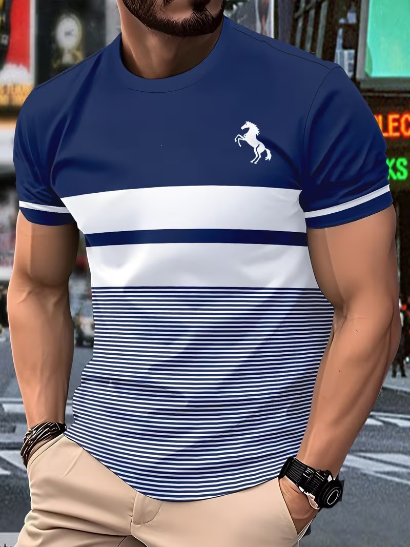 Free shipping luxury Men's t shirt Minimally designed printed men's T-shirt casual round neck short sleeved shirt