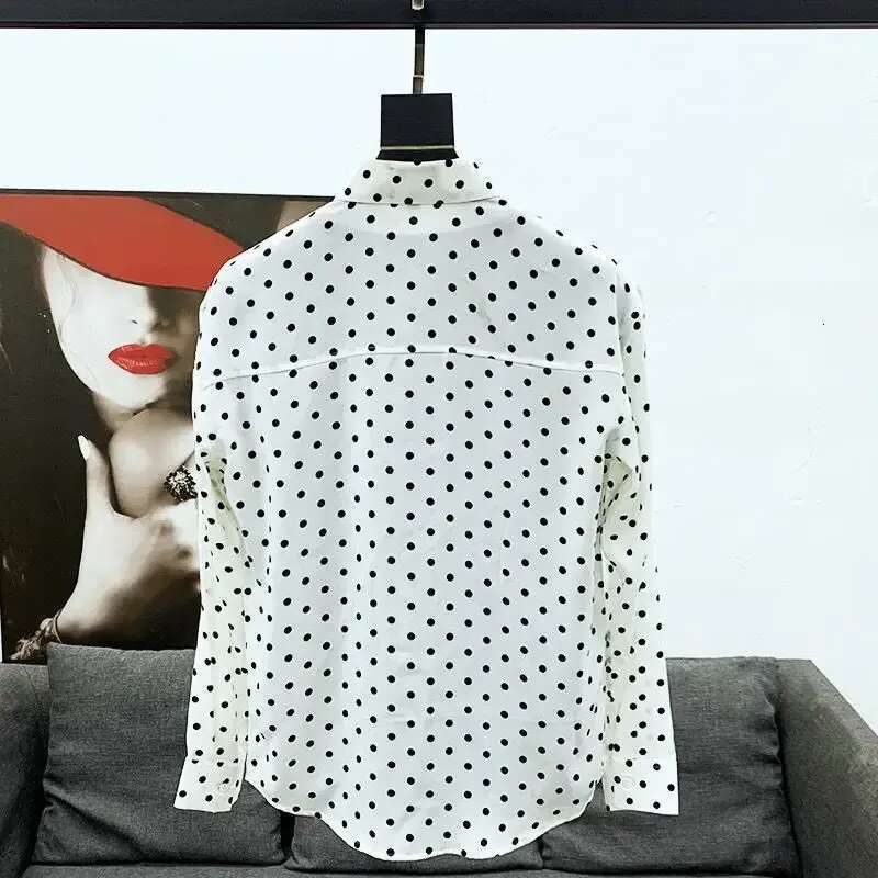 Fashion Men Shirt Polka Dot Print Lapel Long Sleeve Casual Button Business Shirts Streetwear 2024 Handsome Camisas Tops A158 DJ5370
