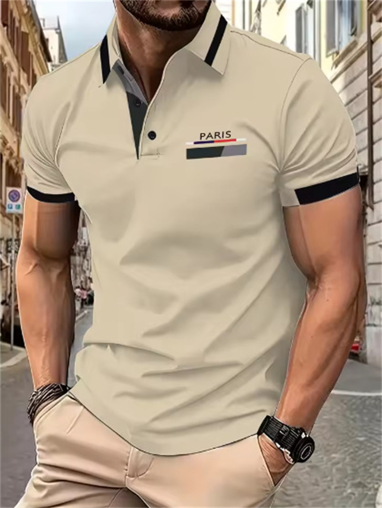 Free shipping luxury Men's t shirt Fashionable and minimalist summer polo shirt with a lapel button and comfortable sports T-shirt