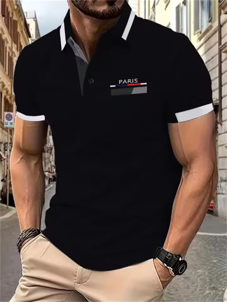 Free shipping luxury Men's t shirt Fashionable and minimalist summer polo shirt with a lapel button and comfortable sports T-shirt