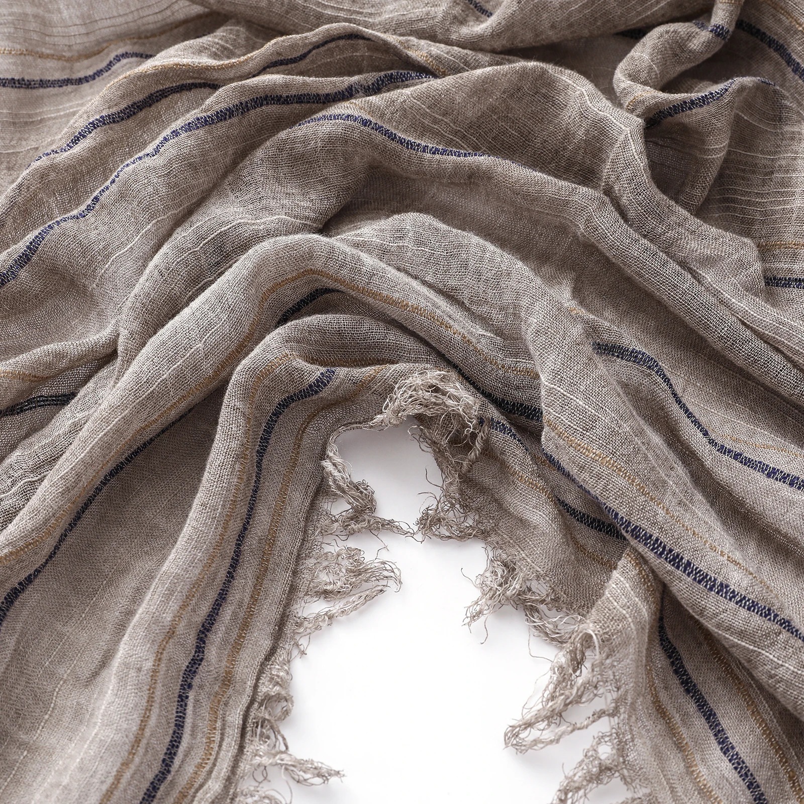 Fashion Striped Cotton Linen Scarf for Men Women Autumn Winter Long Soft Shawls and Wraps Short Tassel Bufanda Male Accessories 260423