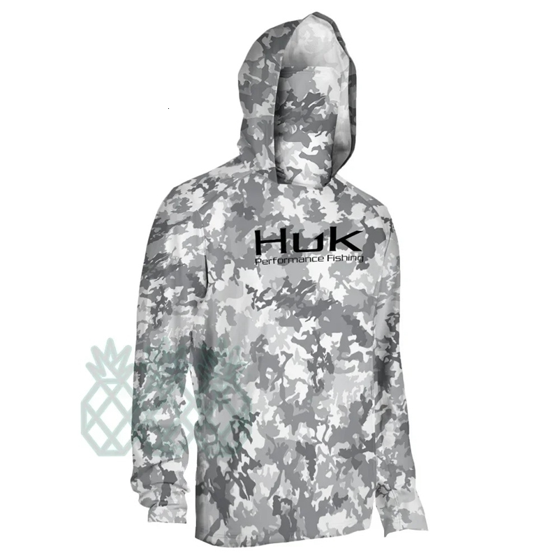 HUK Fishing Clothing Camouflage Mens Long Sleeve Mask Hooded Fishing Shirts Upf 50 Uv Protection Performance Fishing Apparel 260422