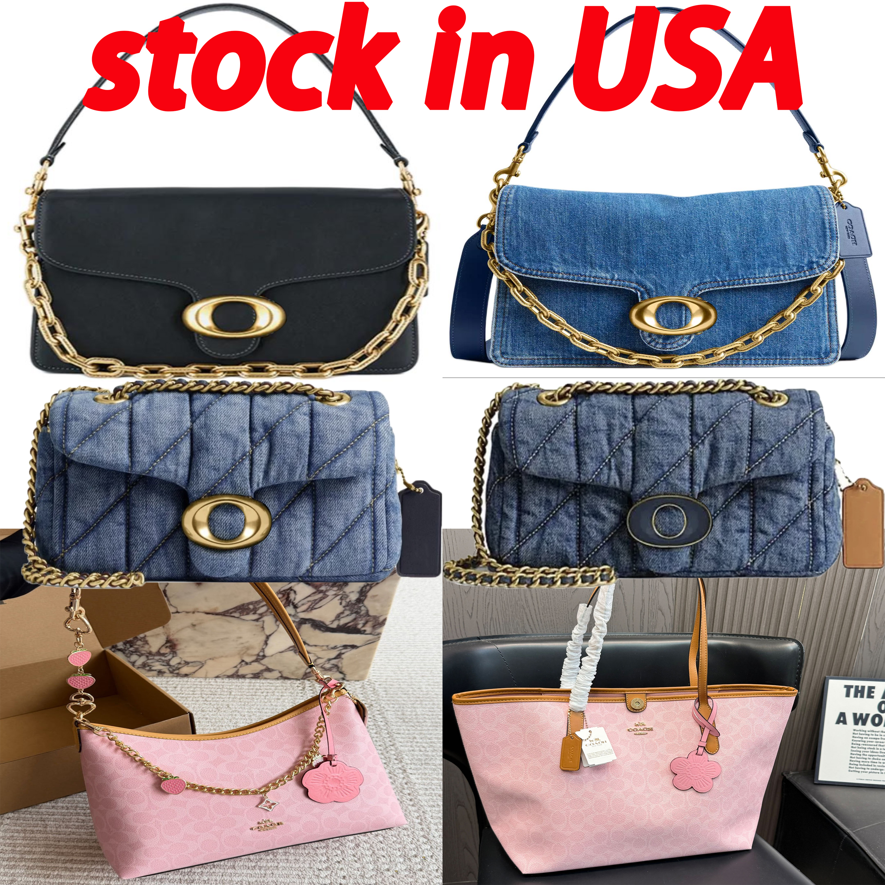 12A 1:1 Copy official website tabby bag denim Bag designer bag handbag crossbody shoulder bag leather pattern stitching classic capacity Golden Chain Bar Canva bag
