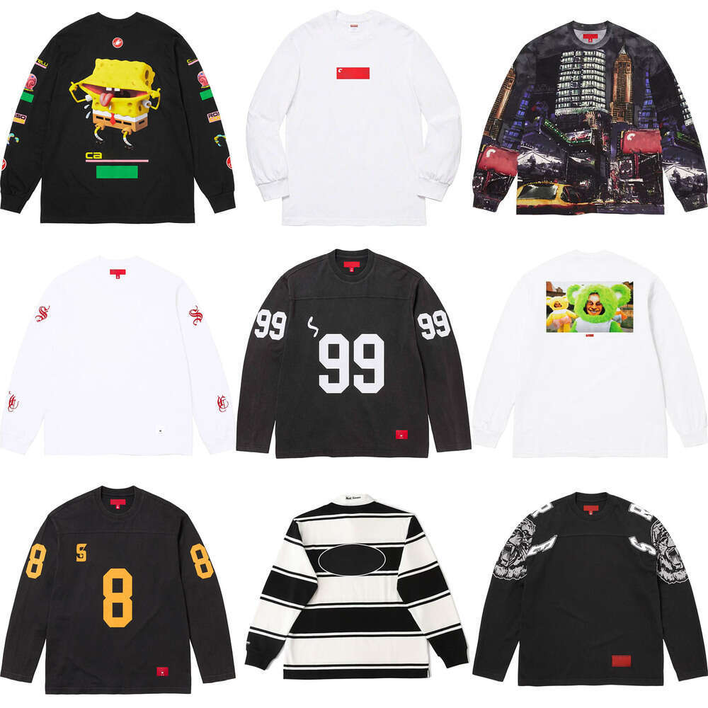 Supremely Shirt Men's Designer T Shirt Embroidery Letter Patter Print Long Sleeve Shirts Graphic Tee Vintage Hip Hop Polo Shirt Casual Loose Tops Graphic T Shirt 452