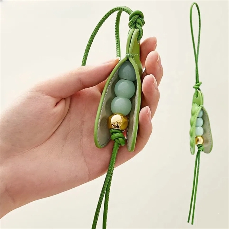 Fashion High-End Pea Pendant Leather Handmade Pea Keychain All-match Style Green Pea Bag Charm Bag Parts Accessories 260415