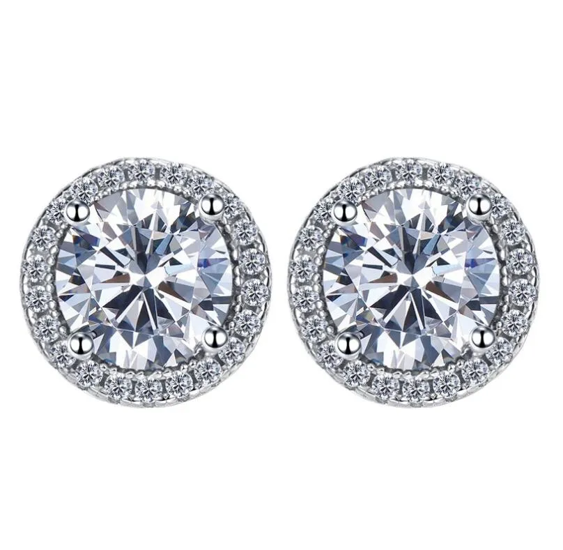 Fashion Minimalist Moissanite Stud Earrings Round Cut Gemstone High Quality Eternal Classic Round Earring Gifts For Women Party