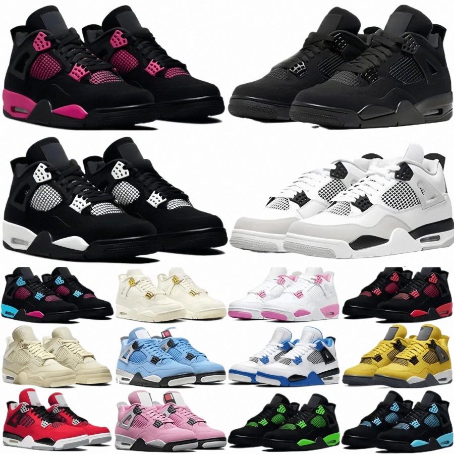 original Box 4 4s Basketball Shoes Designer Sneaker Men Black Cat 2025 Pure Money Military Sail Red Thunder White Oreos Pure Metallic Underfeated H8cO#
