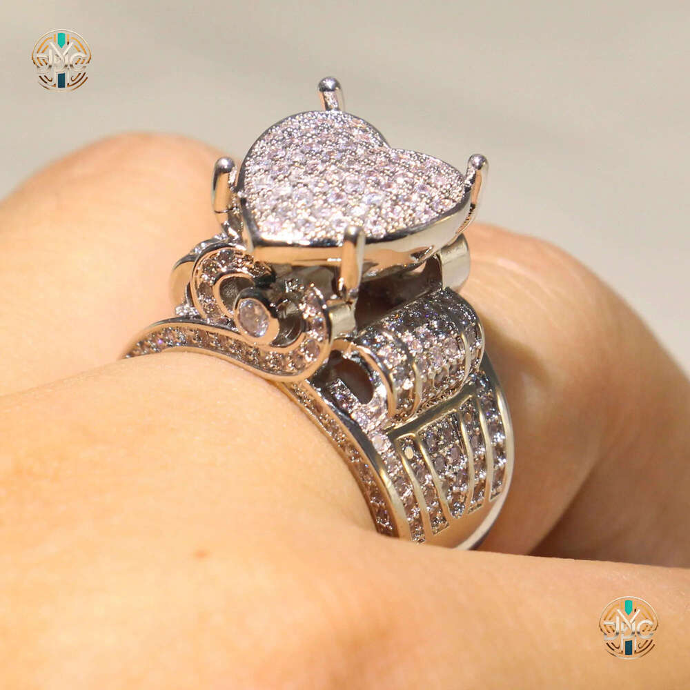 Choucong Top Selling High Quality Vintage Jewelry 925 Sterling Silver Pave White Saaphire CZ Diamond Eternity Women Wedding Heart Band Ring