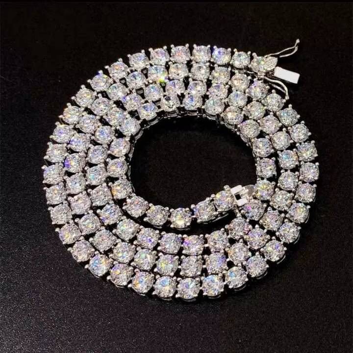 High Quality VVS Moissanite Tennis Chain Necklace 925 Sterling Silver 2mm 3mm 4mm 5mm 6mm for Women Rose Gold White Gold