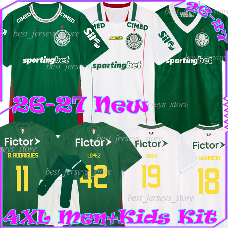 4XL 2026/27 Palmeiras LOPEZ soccer jerseys MAURICIO F.TORRES VITOR ROQUE G.GOMEZ PAULINHO R.VEIGA ALLAN THALYS MURILO EVANGELISTA men kids kit sets football shirts