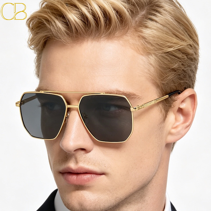 Pilot Polarized Sunglasses Men Metal Frame Oversized flattering round face Classic Driving anti glare lightweight square shades Fishing CB Fashion Ace