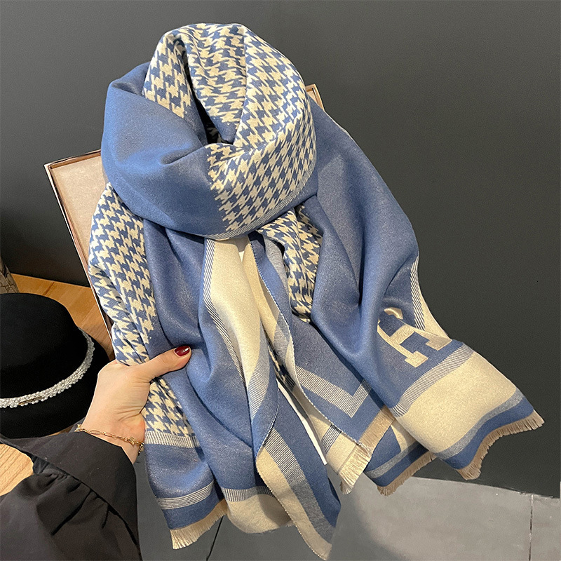 Designer Scarf - Luxurious Women's Wrap Fashionable Wool Scarf Warm and thick decorated with tassels it is a windproof neckline scarf and wrap fo - view 4