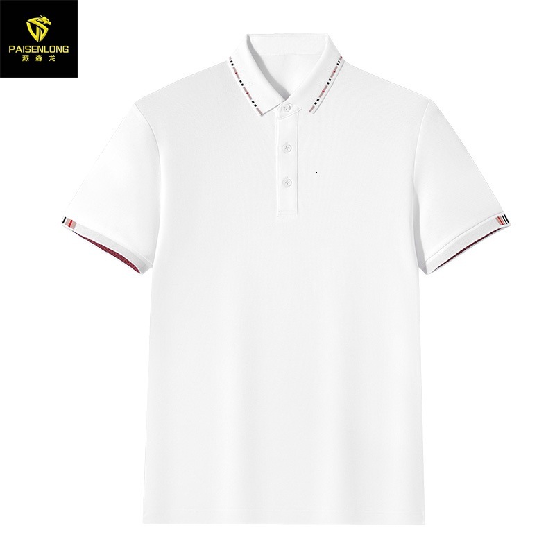 Cross-border supply of popular new spring-summer 220g pique men's shirt, solid color computer collar short-sleeve T-shirt polo shirt for men