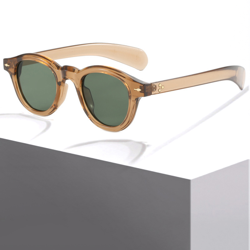 Small Round Sunglasses Women Retro Clear Ocean Lens Shades UV400 Men Rivets Punk Sun Glasses Thick Steampunk Beach Travel Shades Oval UV400 CB Fashion