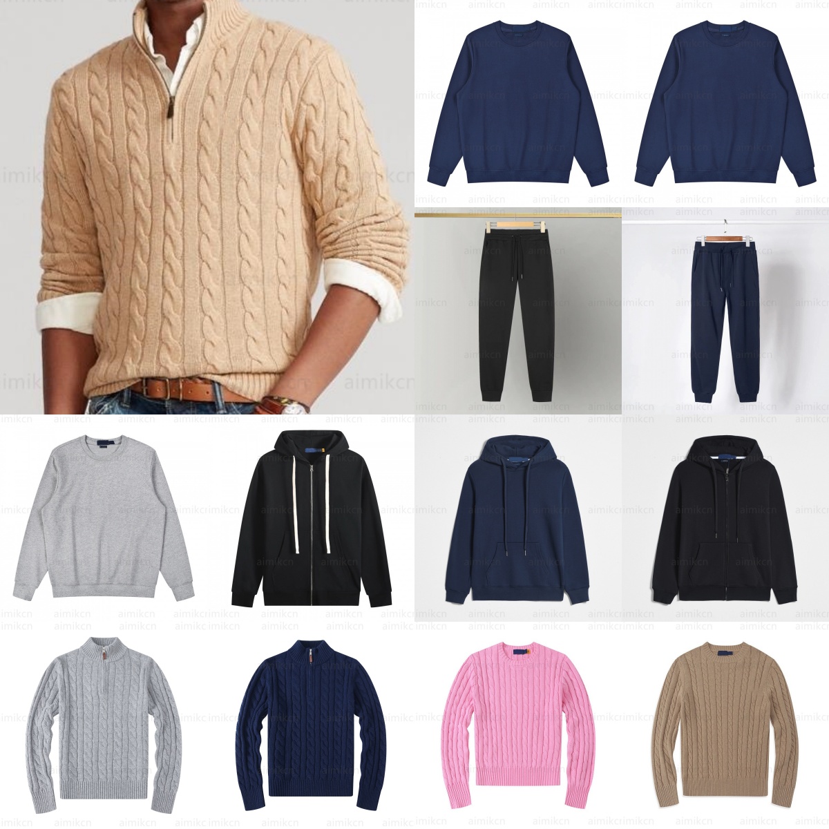 Designer men hoodie embroidered sportswear cotton solid color zipper cardigan long pants men women casual loose round neck knitted sweater
