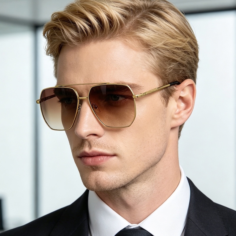 Pilot Sunglasses Men Classic Driving Sun Glasses Square Metal Frame Mirror Leisure Fishing Business Men Women Oversized Anti Glare UV400 CB Fashion Ac