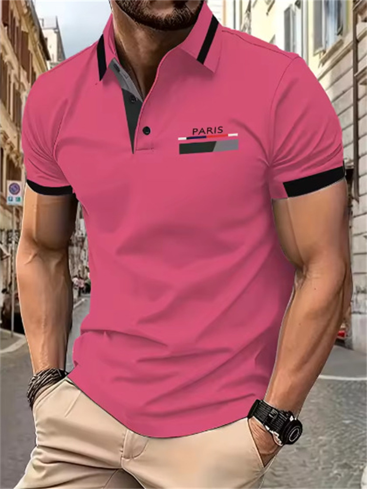Free shipping luxury Men's t shirt Fashionable and minimalist summer polo shirt with a lapel button and comfortable sports T-shirt