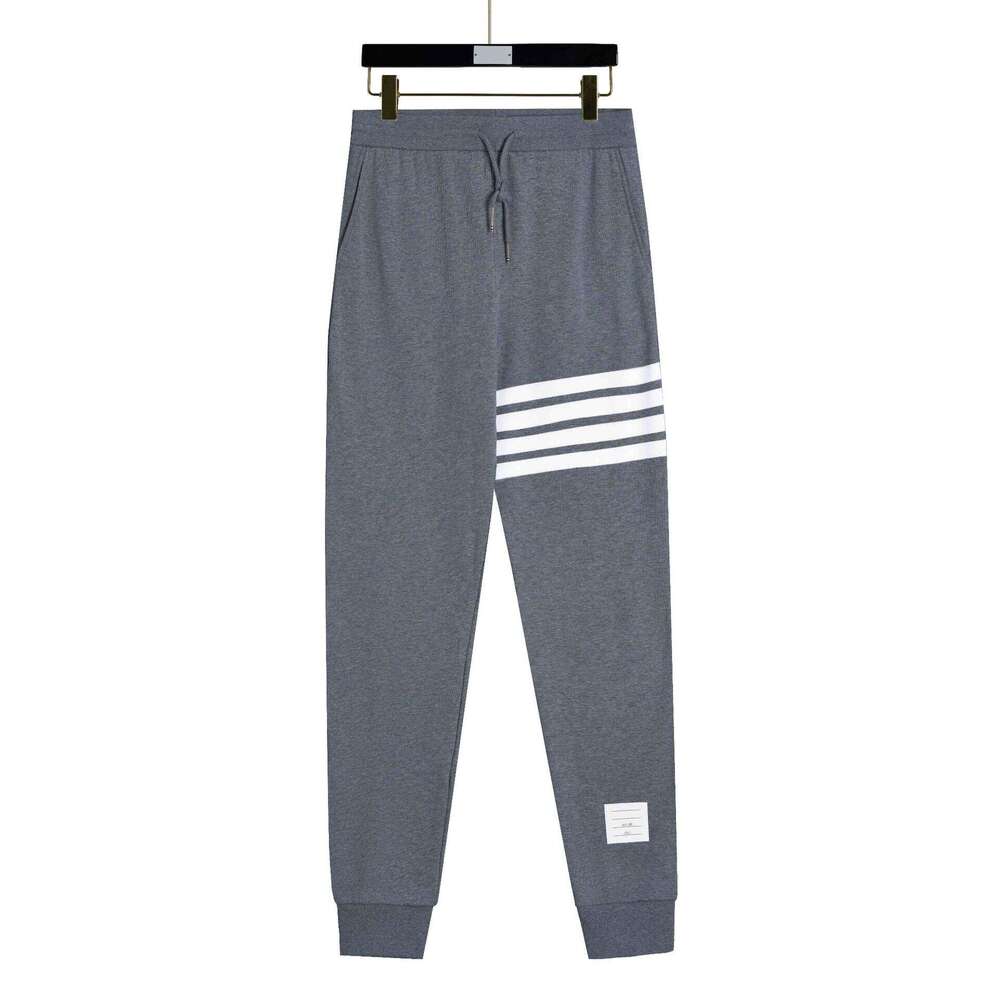 Luxury TB Women's High-End Autumn Winter Couple's Sports Pants, Gray Color-Woven Sweatpants With Four Stripes, Versatile And Casual Style