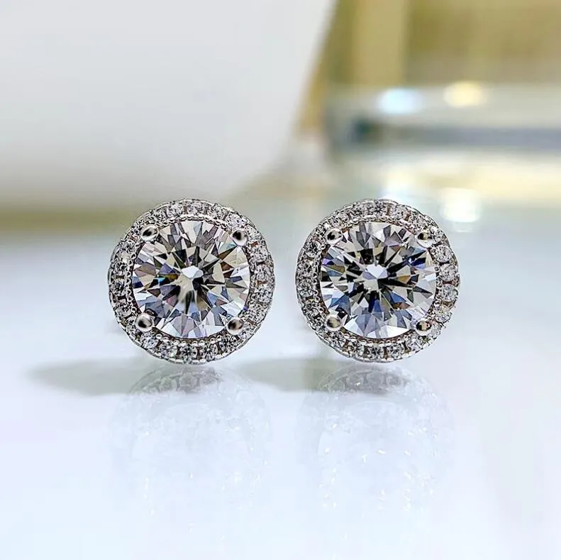 Fashion Minimalist Moissanite Stud Earrings Round Cut Gemstone High Quality Eternal Classic Round Earring Gifts For Women Party