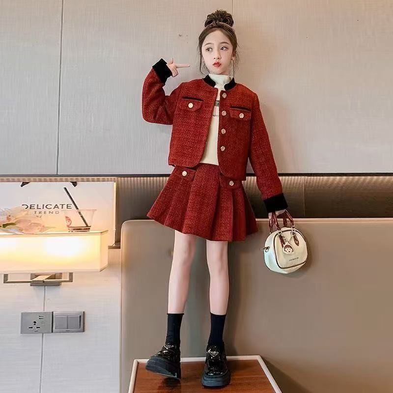 Clothing Sets baby Girls Outfits blazer Pleated skirt 2pcs kids girls clothes set Style 2 16 years coat skirt teen girl clothing suit 231027