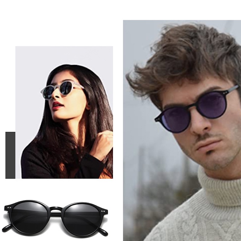 Retro Round Polarized Sunglasses Men Women Classic Leopard Frame Sun Glasses Black Driving Goggles Fishing Cat Eye Lightweight Travel CB Fashion Acees