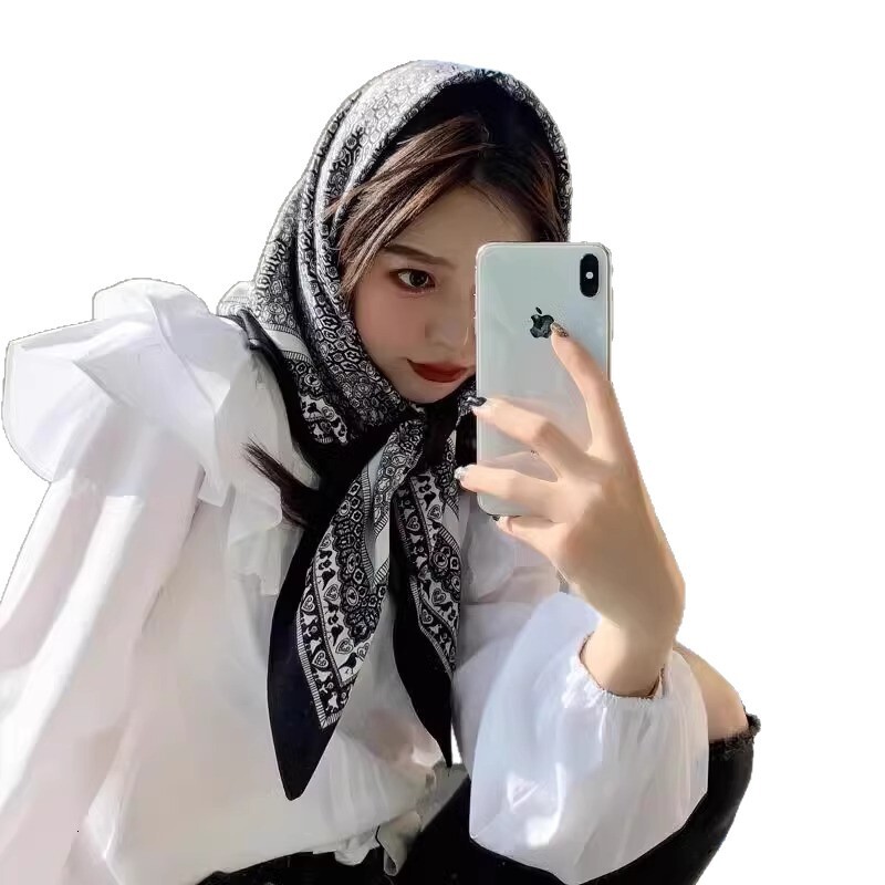 Designer Scarf - Luxurious Black And White Striped Silk Scarf - Women's Multi-functional Scarf Shawl Square Scarf Highly Decorative And Stylish A