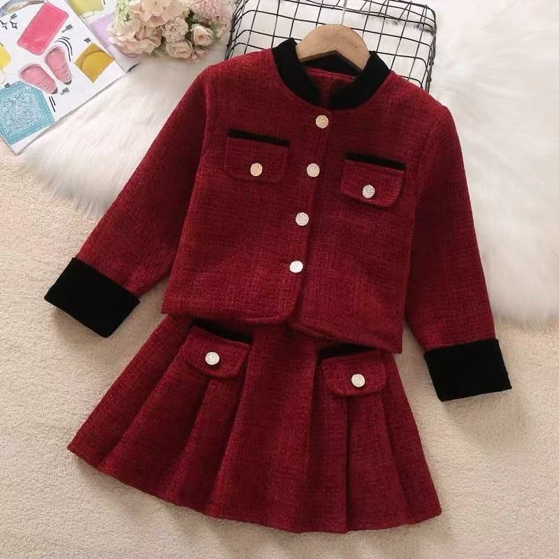 Clothing Sets baby Girls Outfits blazer Pleated skirt 2pcs kids girls clothes set Style 2 16 years coat skirt teen girl clothing suit 231027