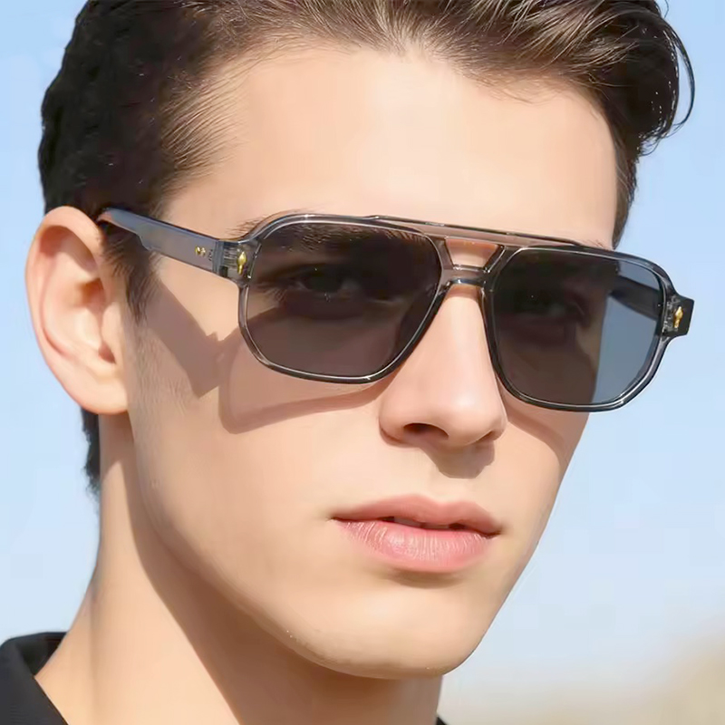 Vintage Pilot Sunglasses Women Men Modern Thick Frame Yellow Blue Lens Sun Glasses Summer Beach Party Travel Y2K Steampunk Futuristics UV Protection C